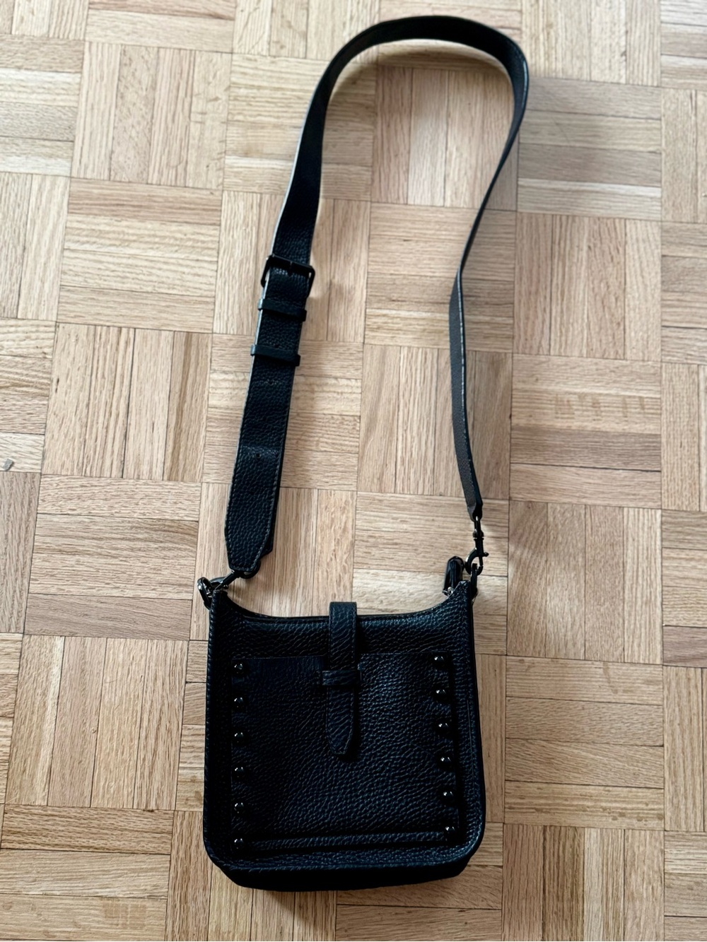 Rebecca Minkoff Genuine Leather Black Studded Crossbody Shoulder Bag